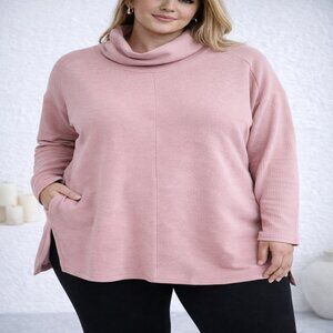 RBX Pink Cowl Neck Tunic Pullover Soft Long Sleeve Cozy‎ Sweatshirt – Size XL